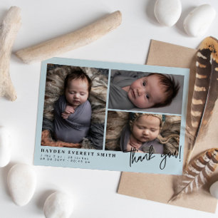 Light Blue Baby Photo Collage Nyfödd bebis Tack Meddelande