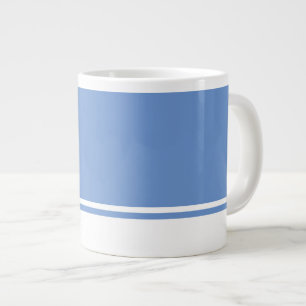 Light Blue Background White Grund Rim Rand Jumbo Mugg