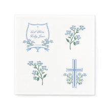 Light Blue Baptism First Communion Blommigt Vapens