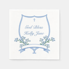 Light Blue Baptism First Communion Namn i Vapenskö Pappersservett