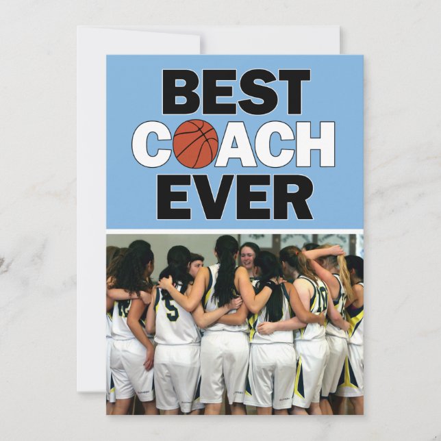 Light Blue Basketball Coach Bästa någonsin-Anpassn Tack Kort (Framsida)