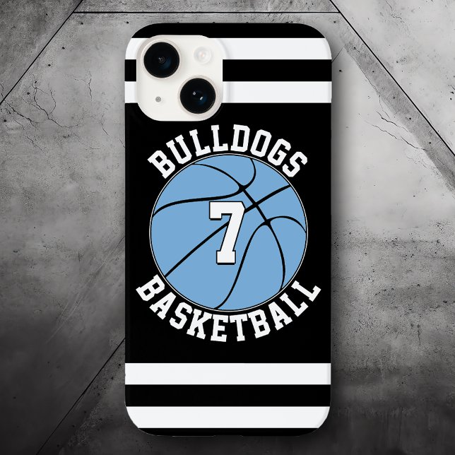 Light Blue Basketball Team Namn och Player-nummer (Light blue / Carolina blue basketball phone case with custom team name and player number)
