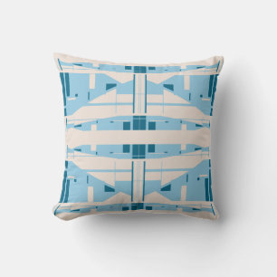 Light Blue Beige Mediterranean Abstrakt Art Mosaic Kudde