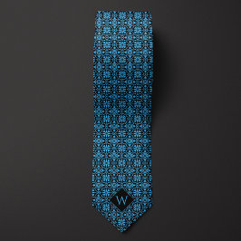 Light Blue & Black Arabesque Monogram Slips
