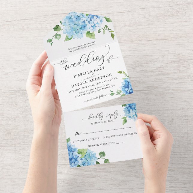 Light Blue Blommigt Botanical Hydrangea Boho Bröll (Tearaway)