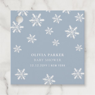 Light Blue Boho Winter Snowflake Baby Shower Gåvor Etiketter