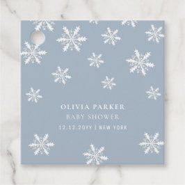 Light Blue Boho Winter Snowflake Baby Shower Gåvor Etiketter