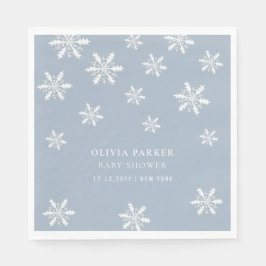 Light Blue Boho Winter Snowflake Baby Shower Pappersservett