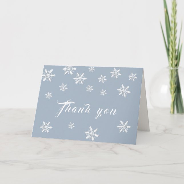 Light Blue Boho Winter Snowflake Baby Shower Tack Kort (Framsida)