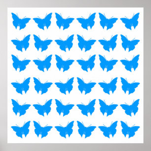 Light Blue Bold Butterflies Poster