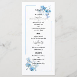 Light Blue Botanical Floral Pattern Wedding Meny