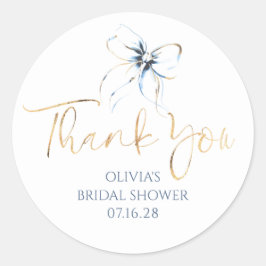 Light Blue Bow Favors Bridal Shower Thank You  Runt Klistermärke