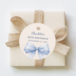 Light blue bow ivory DIY write by hand birthday Gåvor Etiketter