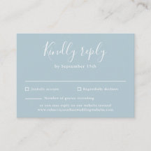Light Blue Budget Modern Script Bröllop OSA Card