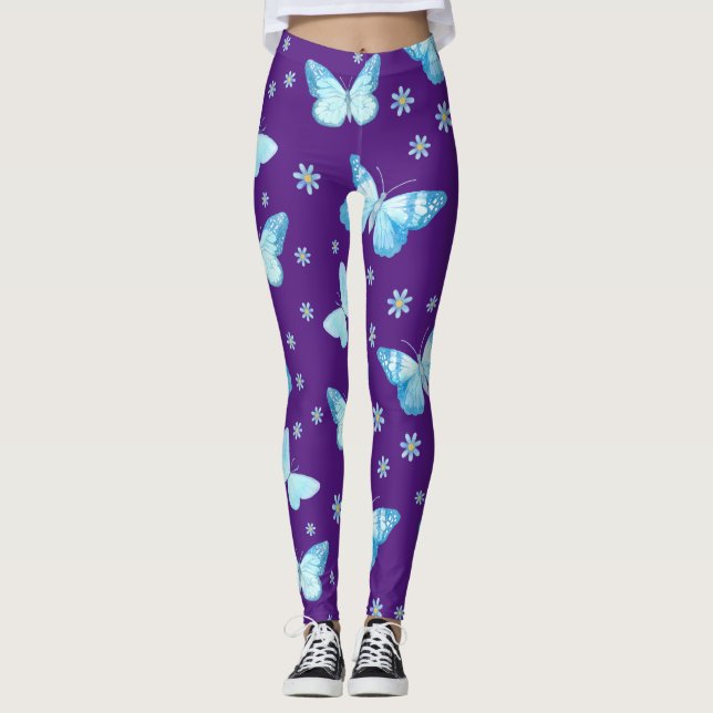 Light Blue Butterflies Leggings (Framsida)