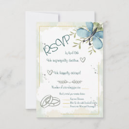 Light Blue Butterfly Watercolor OSA Kort