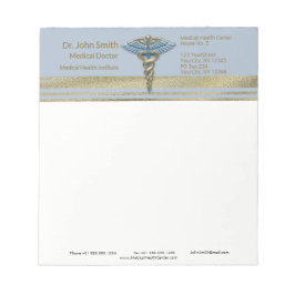 Light Blue Caduceus Medical Faux Guld Foil Rand Anteckningsblock