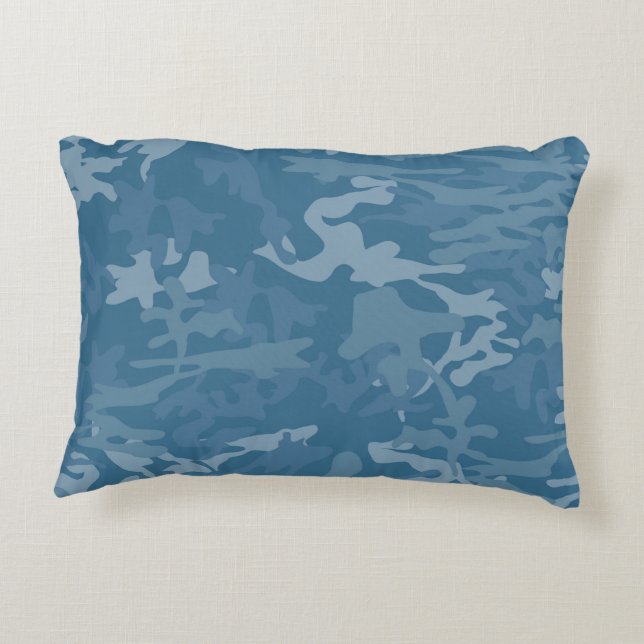 Light Blue Camo Toss Pillow Prydnadskudde (Baksidan)