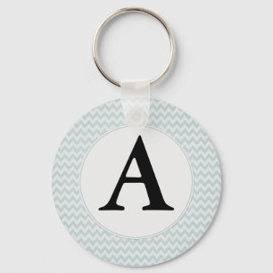 Light Blue Chevron Monogram Nyckelring