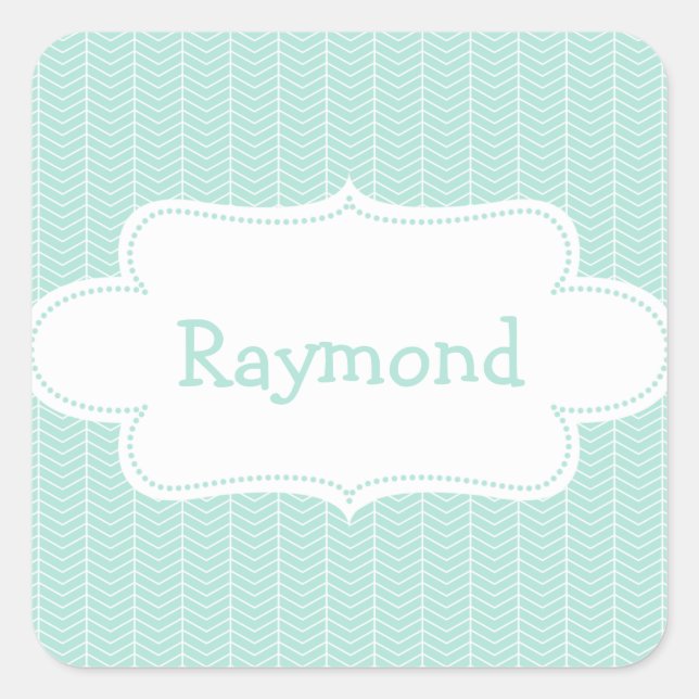 Light Blue Chevron Mönster med etikett (Framsida)