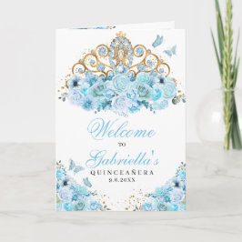 Light Blue Cinderella Tiara Quinceanera Program