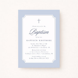 Light Blue Clipped Corners Baptism Invitation Inbjudningar