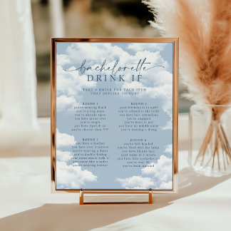 Light Blue Cloud Bachelorette Drink If Game Poster