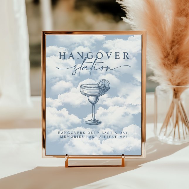 Light Blue Cloud Bachelorette Hangover Station Poster (Skapare uppladdad)