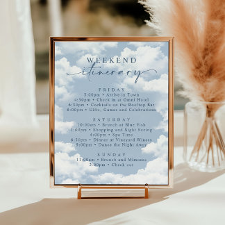 Light Blue Cloud Bachelorette Helg Itinerary Poster