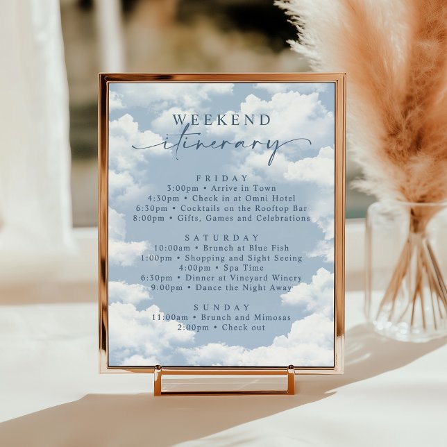 Light Blue Cloud Bachelorette Helg Itinerary Poster (Skapare uppladdad)
