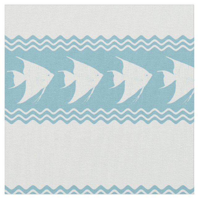 Light Blue Coastal Angelfish Stripes Tyg (Närbild)
