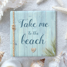 Light Blue Coastal Rustic Wood Ta mig till Beach
