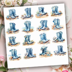 Light Blue Cowgirl Boots Klistermärken