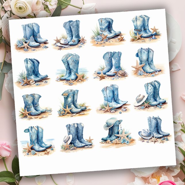 Light Blue Cowgirl Boots Klistermärken (Skapare uppladdad)