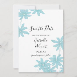 Light Blue Daisys Bröllop spara datum Datumet