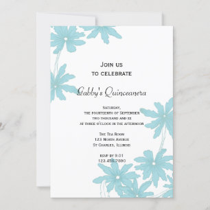 Light Blue Daisys Quinceanera Party-inbjudan Inbjudningar