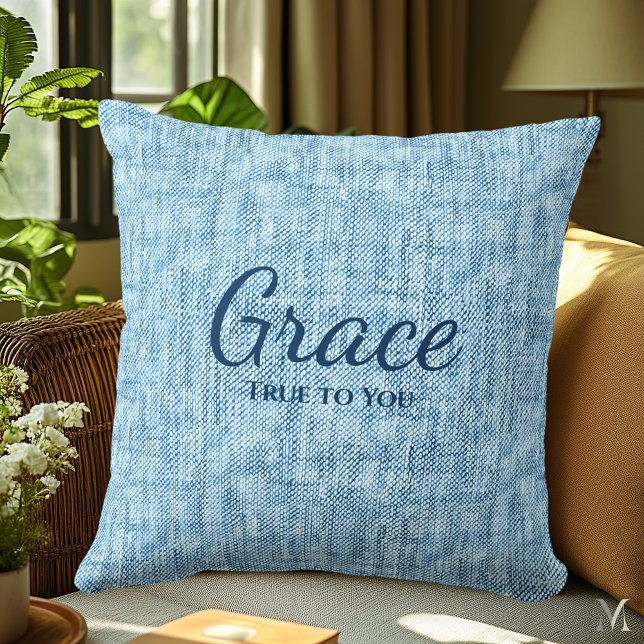 Light Blue Denim Struktur | Anpassningsbar - Rusti Kudde (Skapare uppladdad)