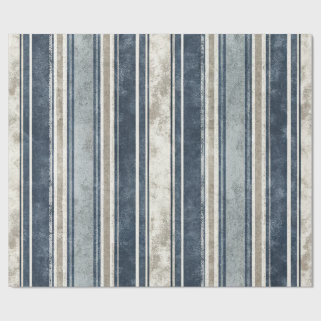 Light Blue Distressed Striped Wrapping Paper Presentpapper (Platt)