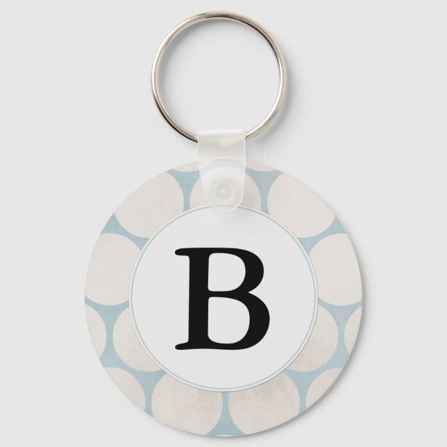 Light Blue Dots Monogram Nyckelring (Framsida)