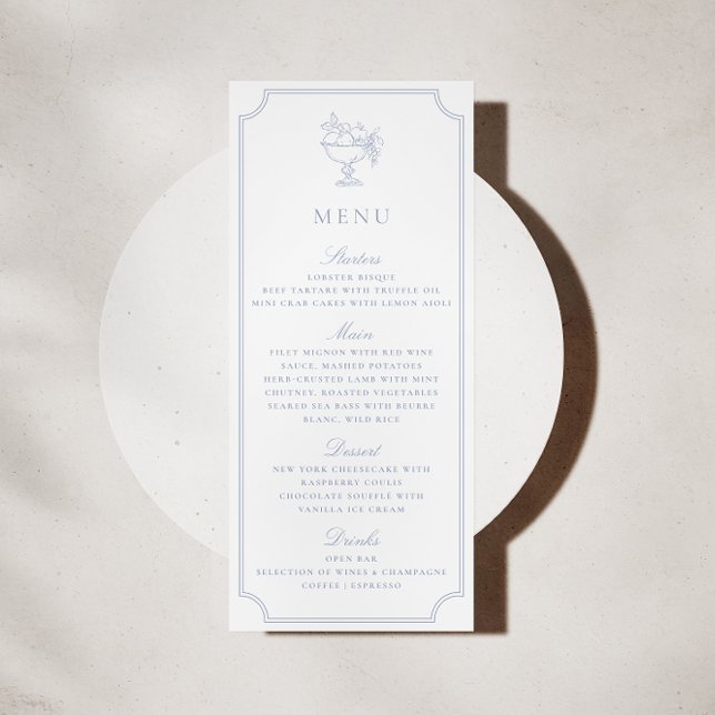 Light Blue Double Frame Wedding Menu Inbjudningar (Skapare uppladdad)