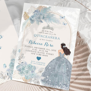 Light Blue Dress Boho Princess Quinceañera Inbjudningar