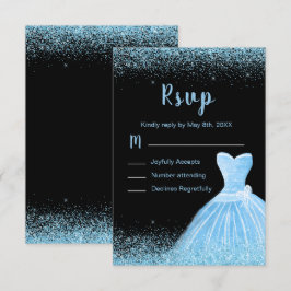 Light Blue Dress Faux Glitter Quinceanera OSA Kort