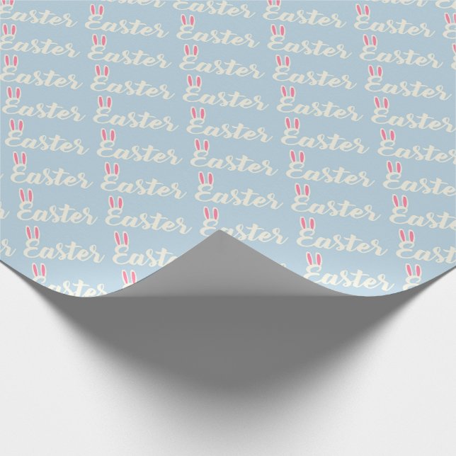 Light Blue “Easter” Script Wrapping Paper Presentpapper (Hörn)