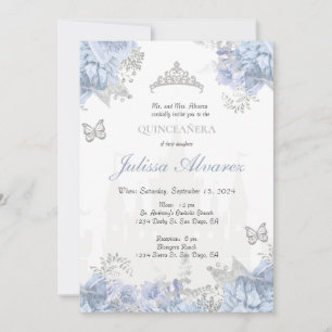 Light Blue Fairytale Quinceanera-inbjudan Inbjudningar