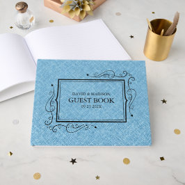 Light Blue Faux Linen Black Ram Guest Bok