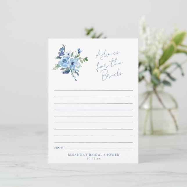 Light Blue Floral Advice for the Bride Card (Stående Fram)