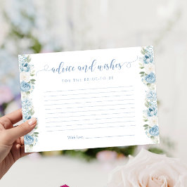Light Blue Floral Bridal Shower Advice and Wishes Tilläggskort