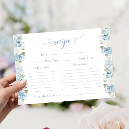 Light Blue Floral Spring Bridal Shower Recipe Card Tilläggskort