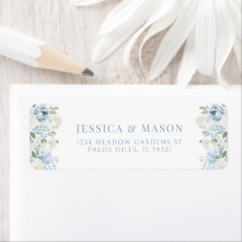 Light Blue Floral Watercolor Return Address Returadress Etikett