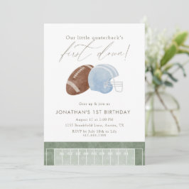 Light Blue Football Helmet First Birthday Inbjudningar